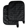 Hastings Home Pot Holder Set With Silicone Grip, Quilted And Heat Resistant (Set of 2) By Hastings Home (Black) 100615CQM